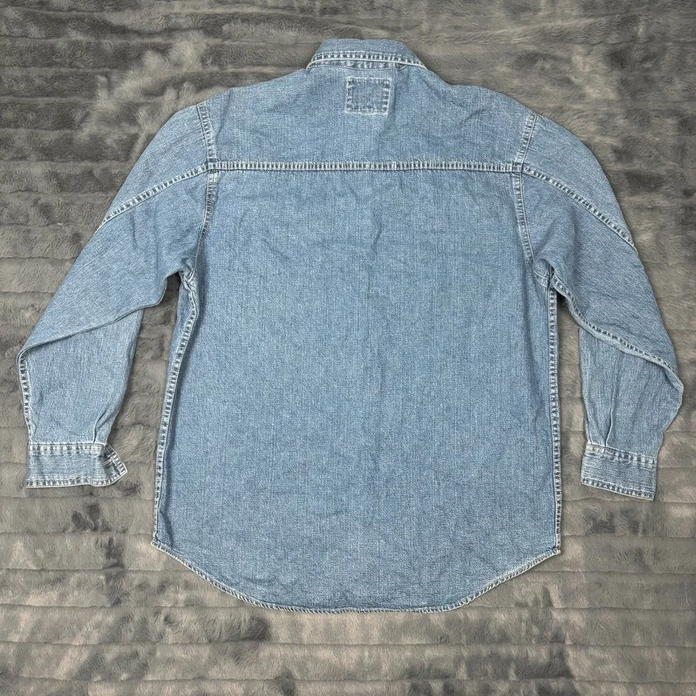 Levis Red Tab Denim Shirt Mens Medium Blue Long Sleeve Button Down Vintage M